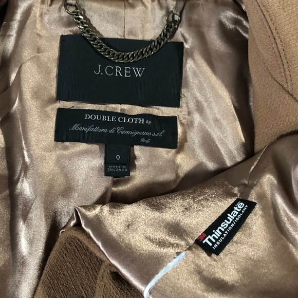 J. Crew Classic Lady Day Coat Womens 0 Tan Double-Cloth Wool Thinsulate - Picture 6 of 9